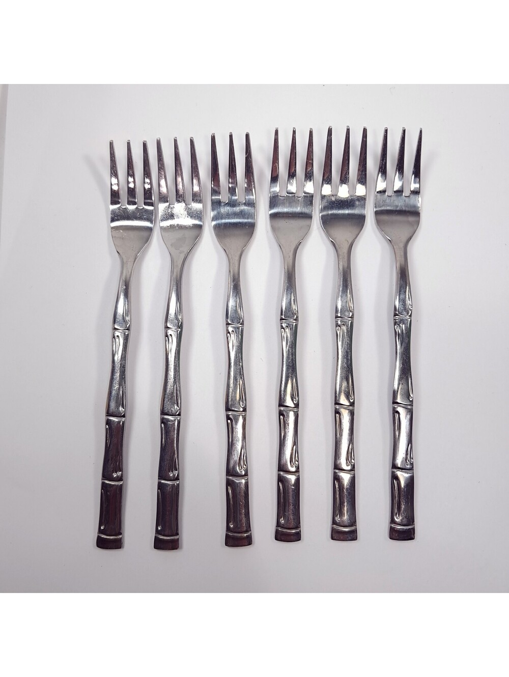 Vintage Sunshine bamboo stainless Korea Cocktail seafood forks set 6 canapes